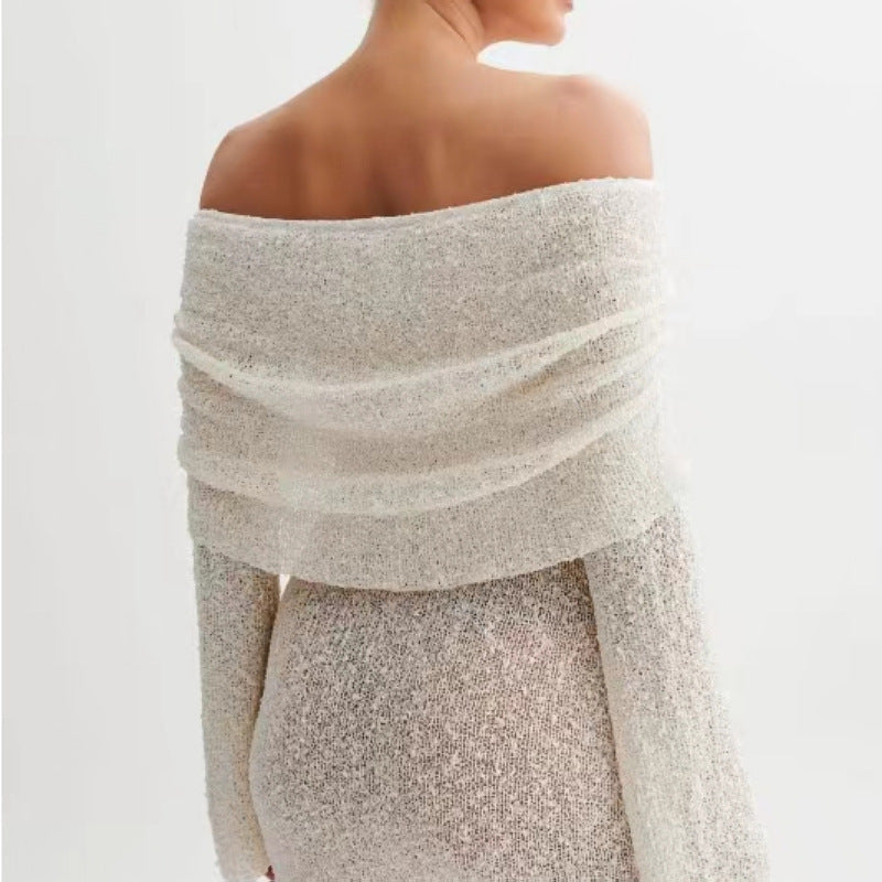 Off-Shoulder Knit Bodycon Dress