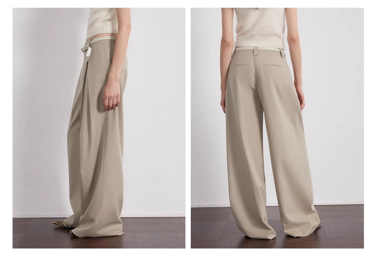 “Street Sketch”Fine-Spun Wool Fashion, Waistless Pleated Loose-Fitting