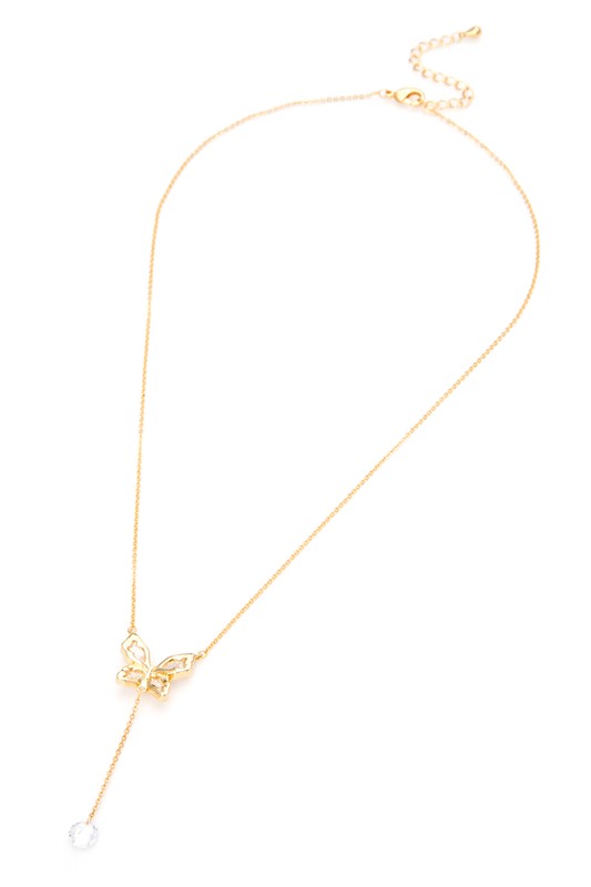 Cubic Zirconia Dorp Butterfly Pendant Necklace