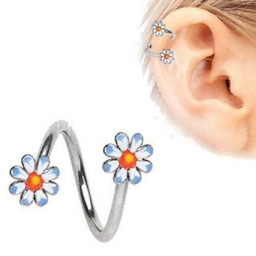 Stainless Steel Daisy Flower Cartilage Twist