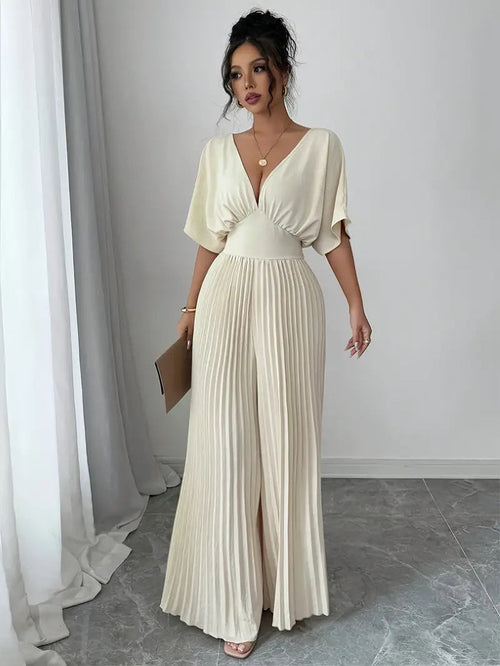 Pleated Wrap-Style Maxi Dress