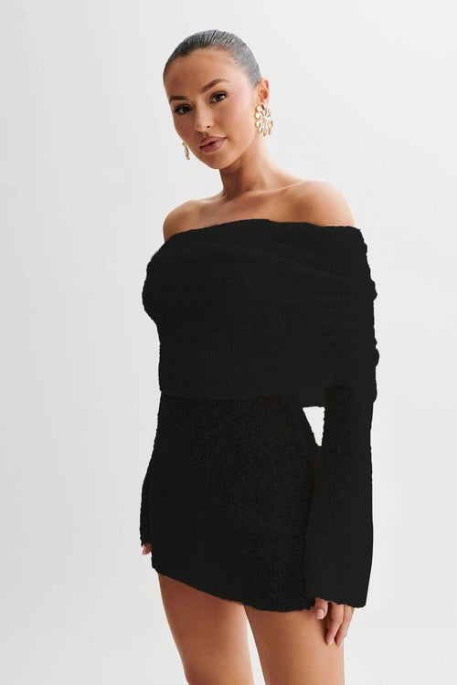 Off-Shoulder Knit Bodycon Dress