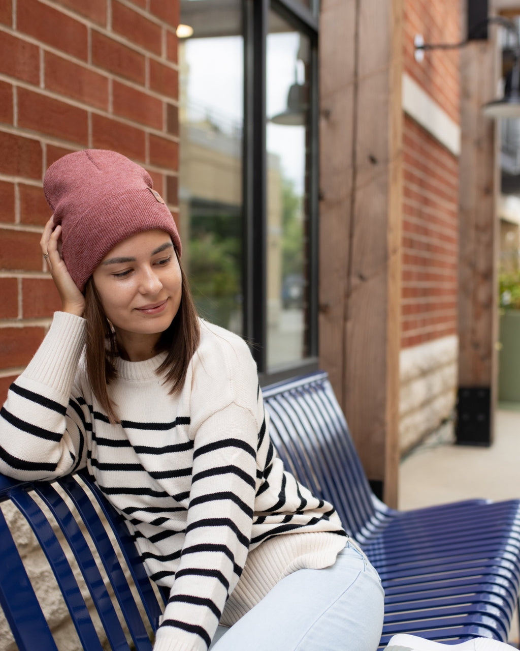 Knit Cuffed Beanie - Rusty Burgundy