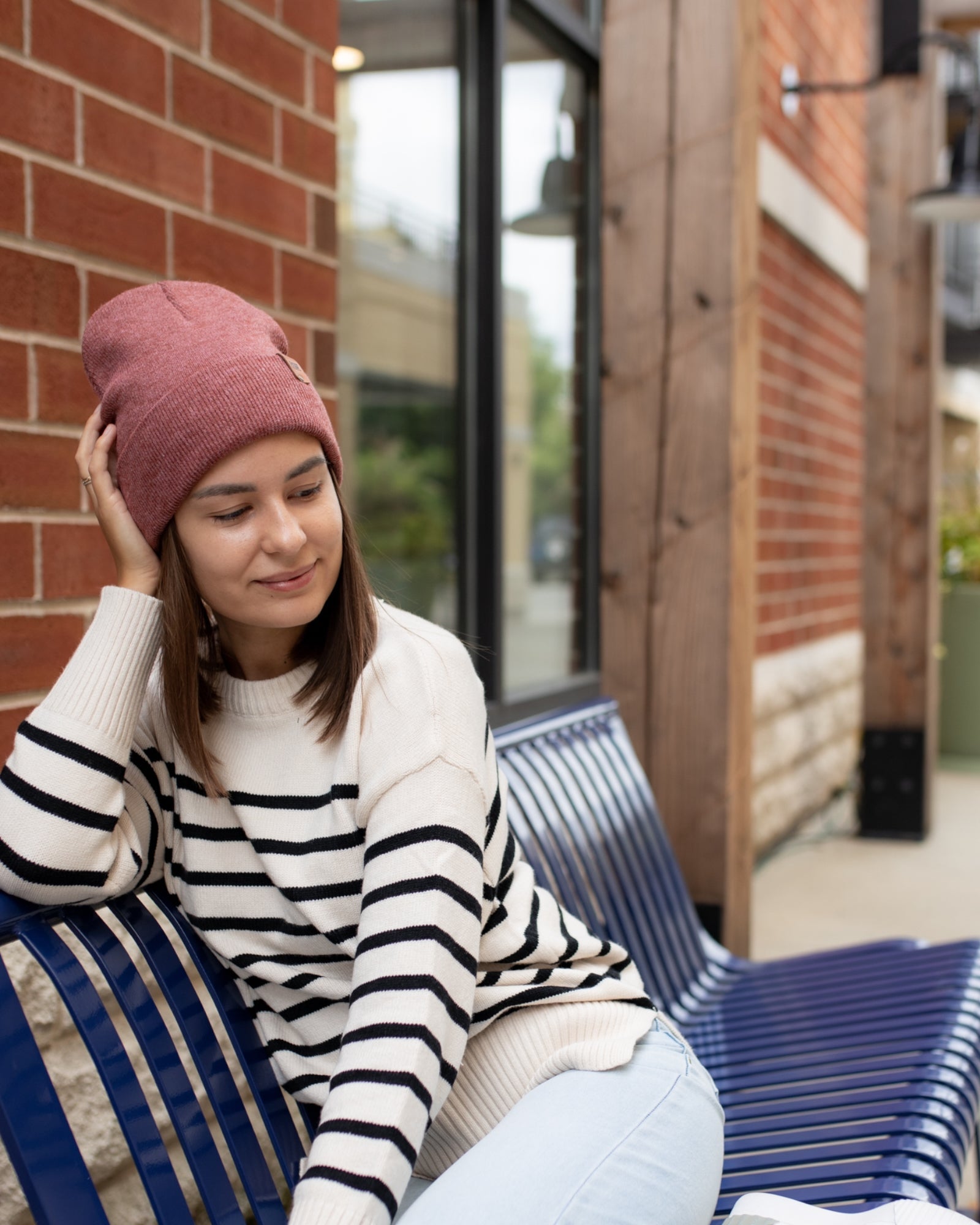 Knit Cuffed Beanie - Rusty Burgundy