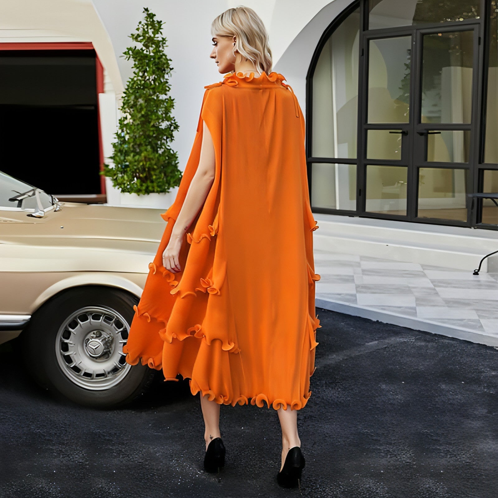 Short Sleeve Pleated Design Affordable Luxury Fashion