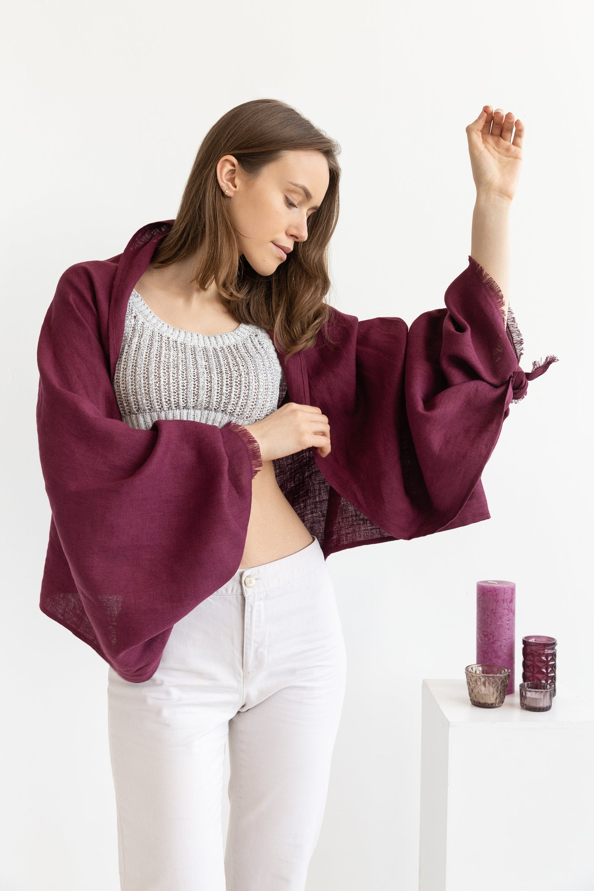Dark Plum linen scarf