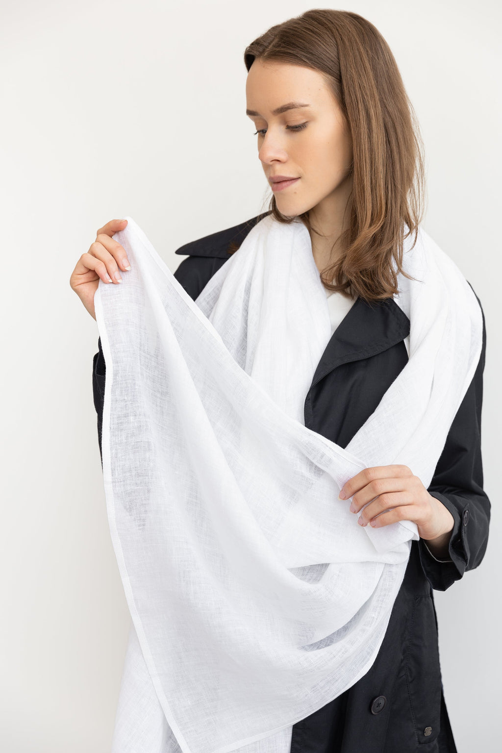 Linen scarf in Pale Pink