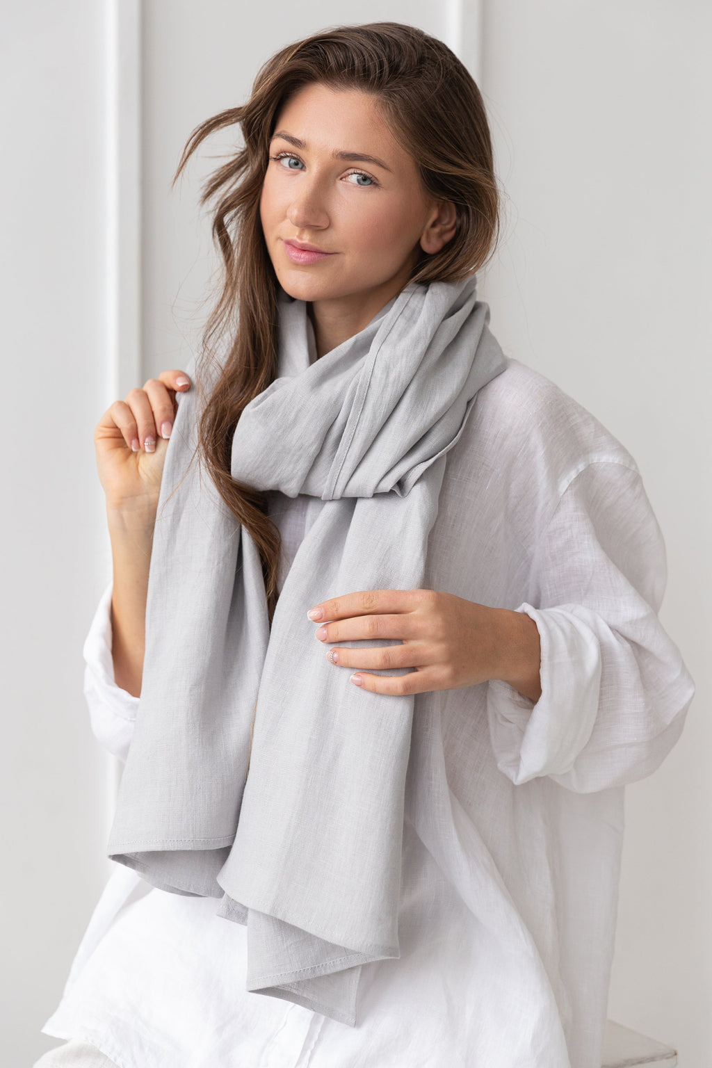 Light Grey linen scarf