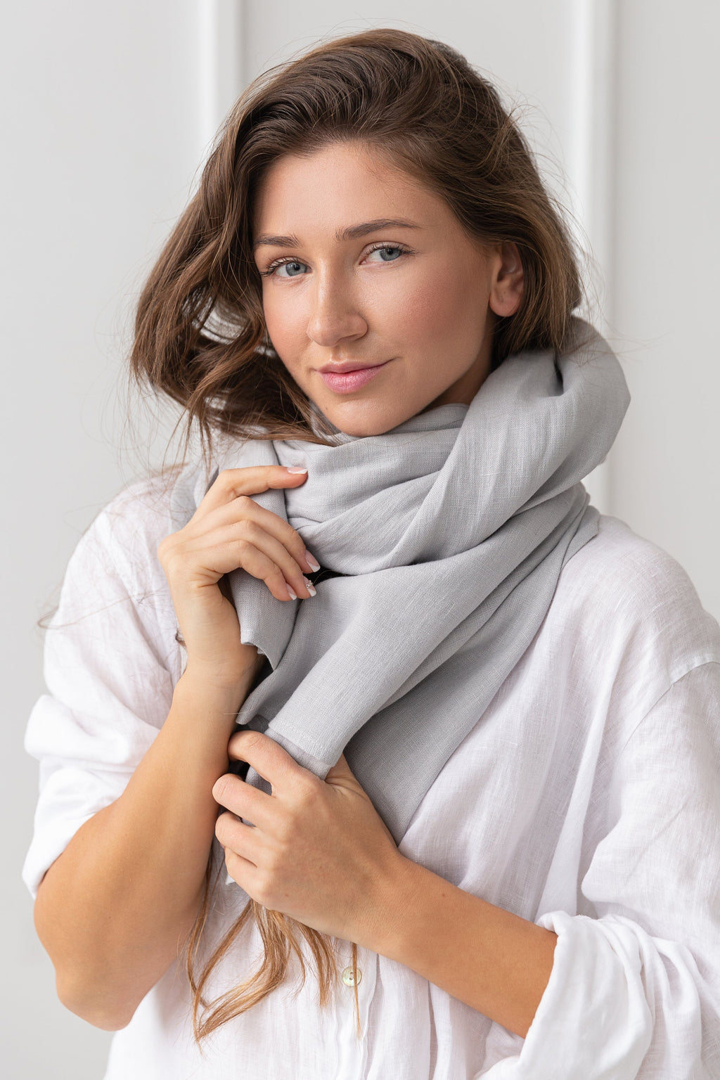 Light Grey linen scarf