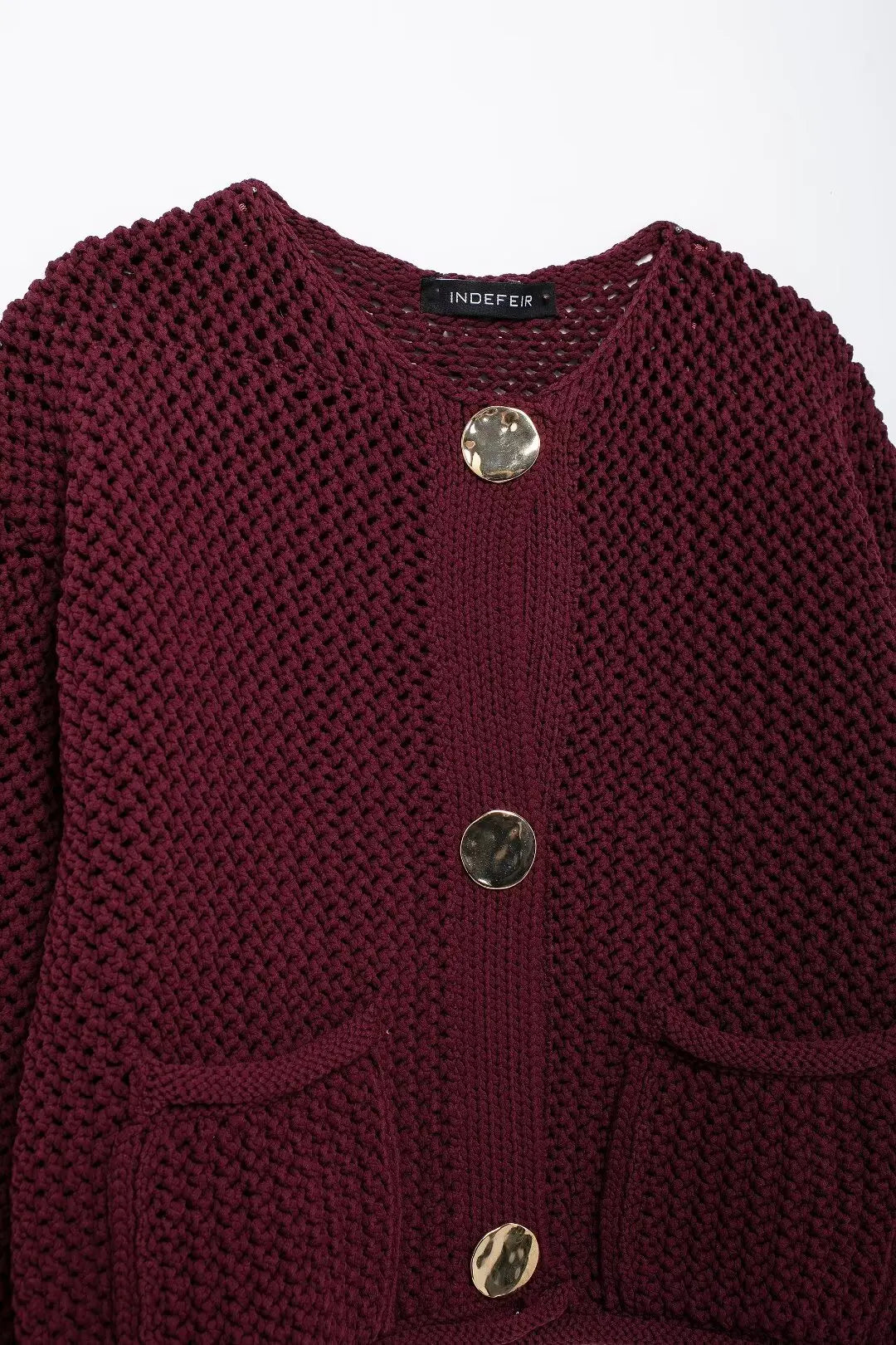 Autumn Women Knitted Cardigan Metal Buttons O Neck Long