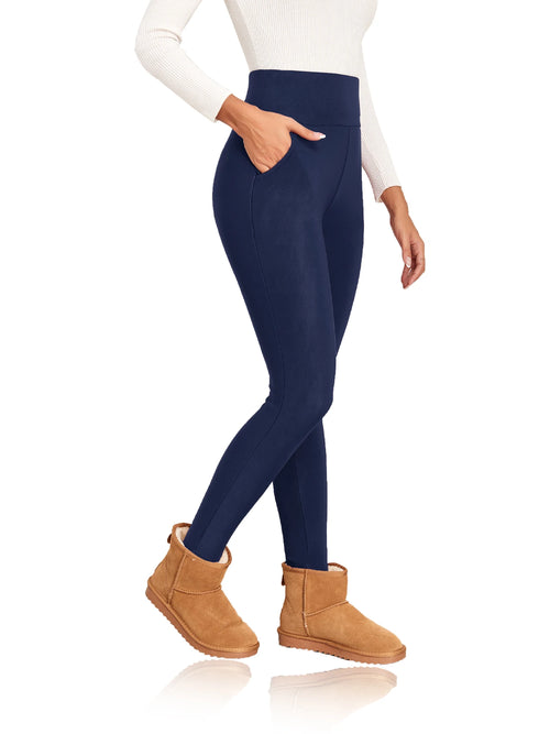 Pockets Thick Winter Warm Leggings Women High Waist Mallas Casual