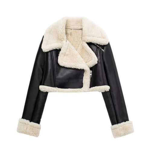 Solid Front Zipper Jackets Vintage Lapel Neck
