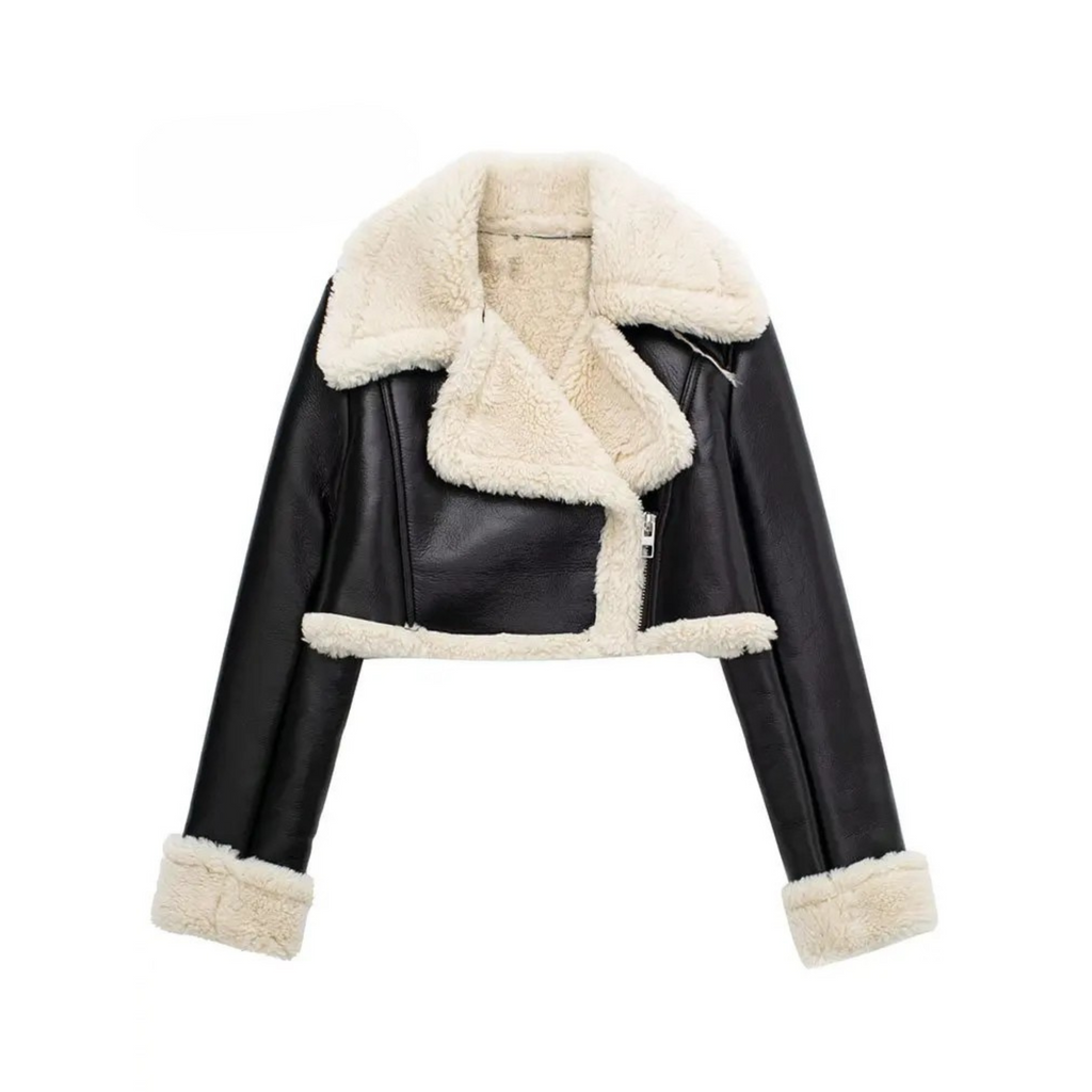 Solid Front Zipper Jackets Vintage Lapel Neck
