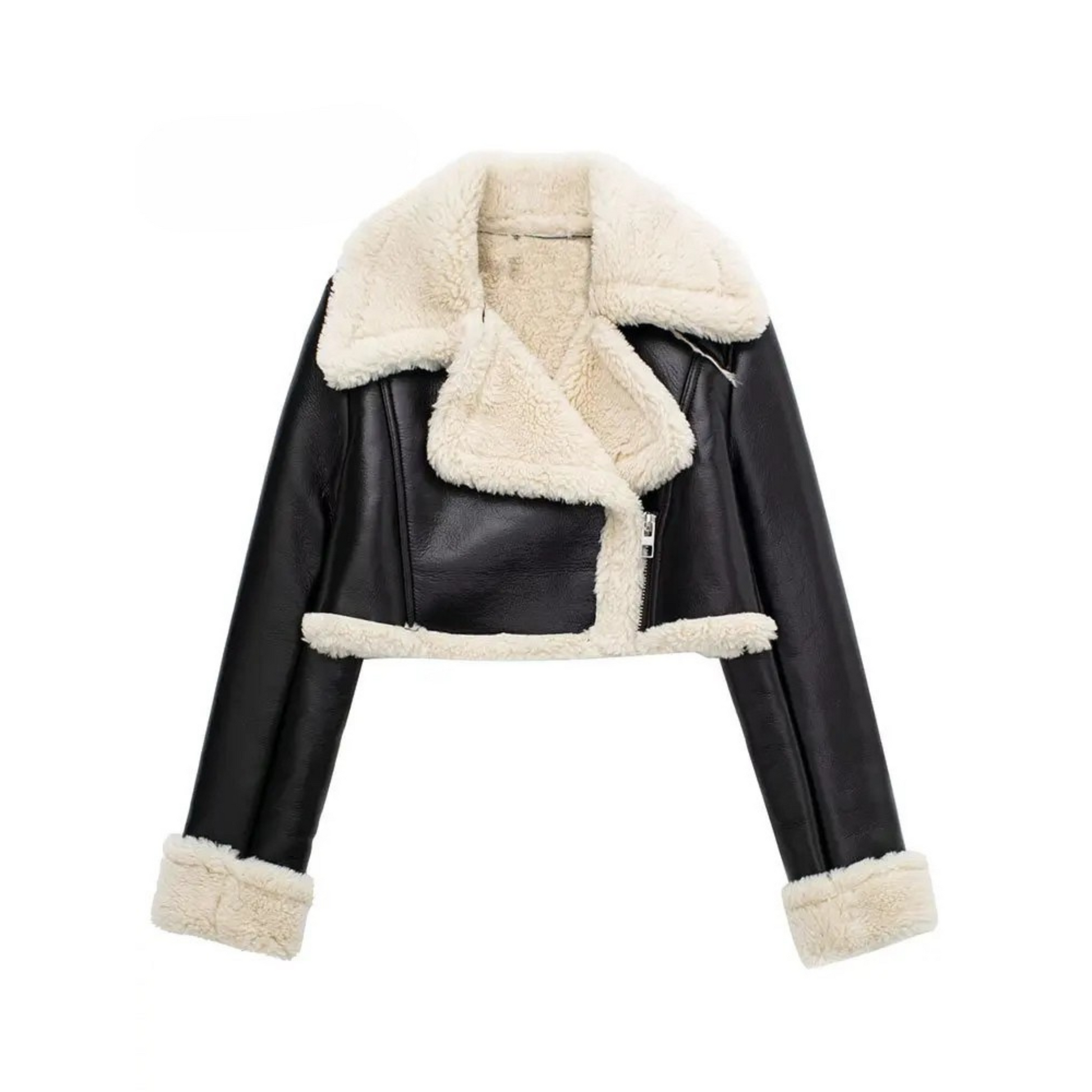 Solid Front Zipper Jackets Vintage Lapel Neck