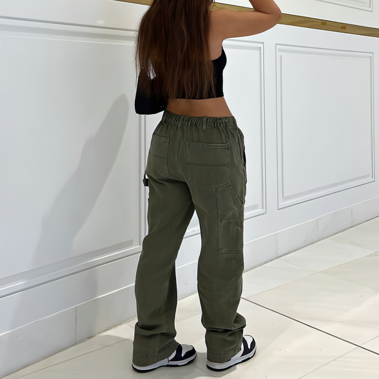 High Waist Straight-Leg Utility Jeans for Women