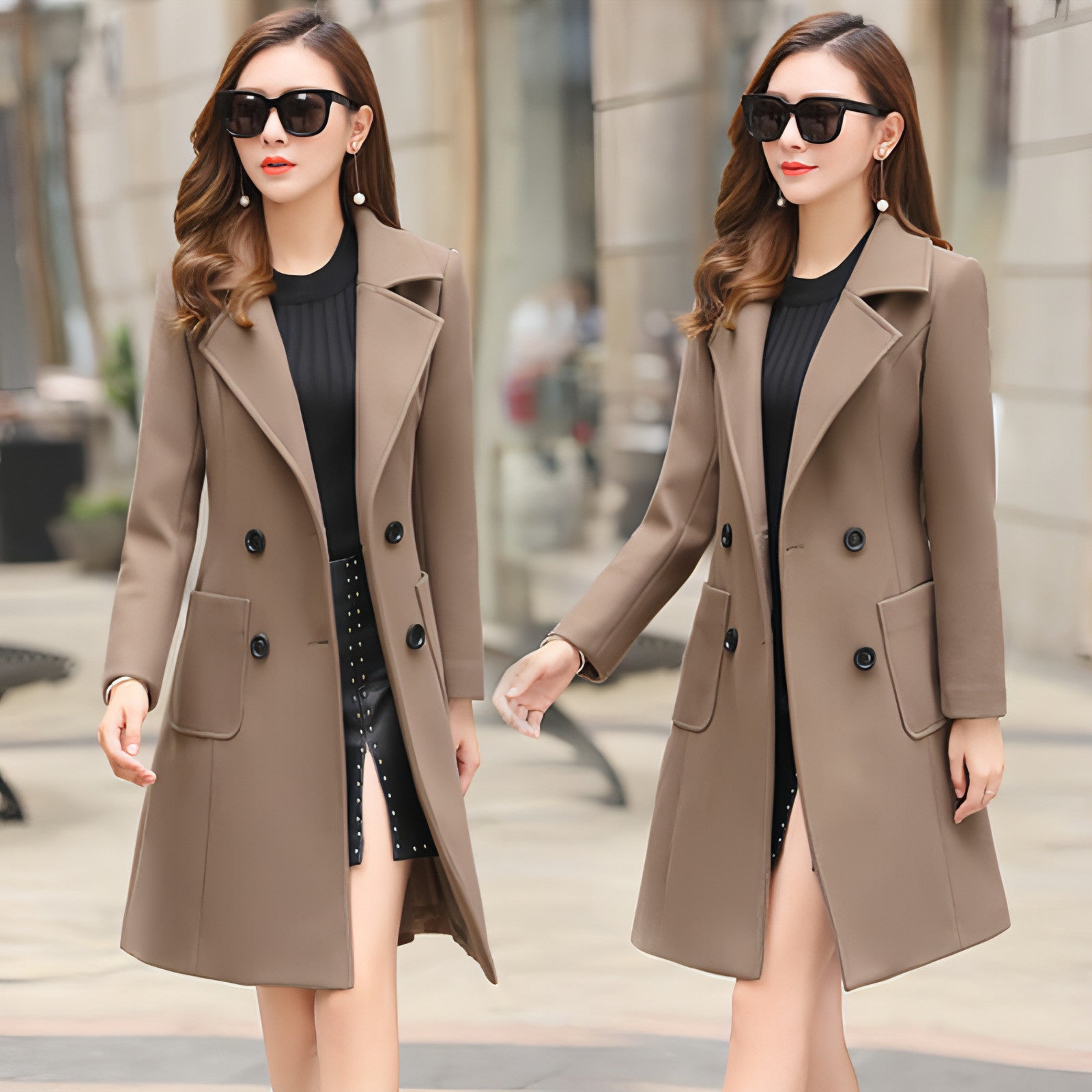 Tweed-Windbreaker Fur Damen