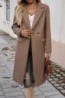 Single Breasted Lapel Collar Flap Pocketed Overcoat