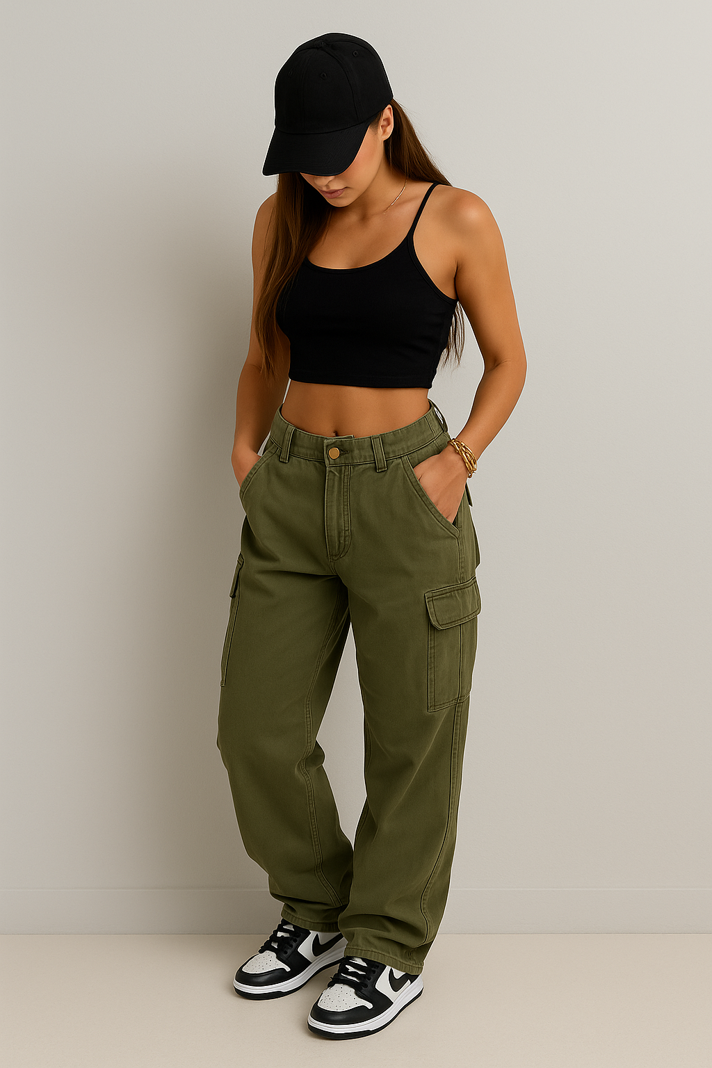 High Waist Straight-Leg Utility Jeans for Women