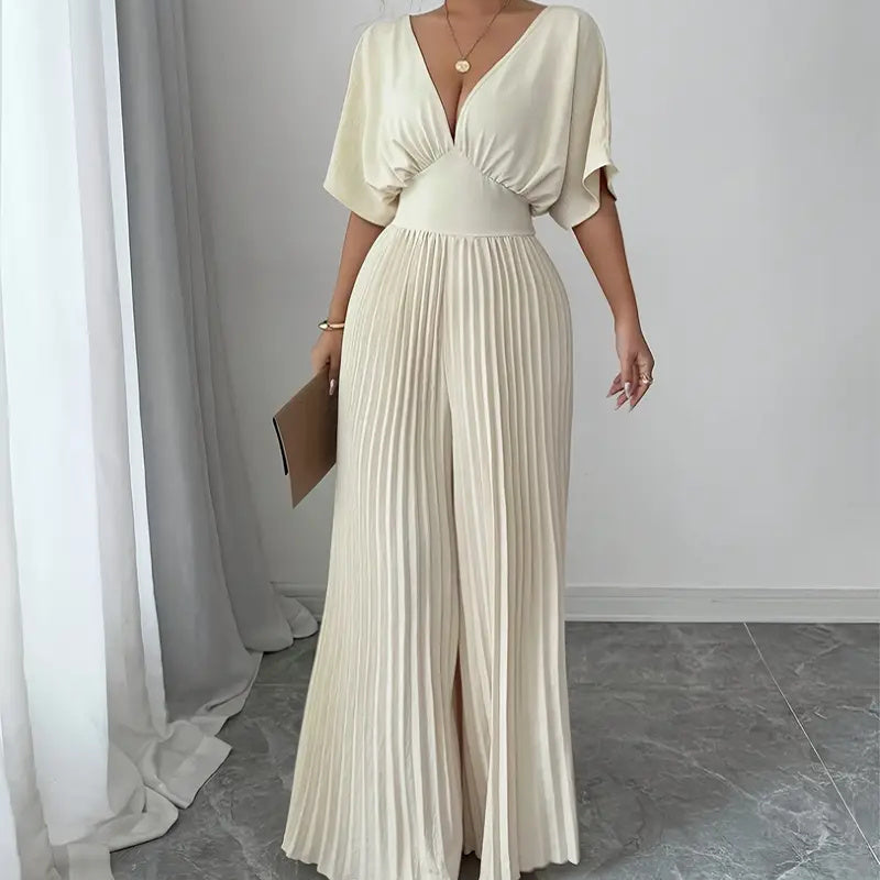 Pleated Wrap-Style Maxi Dress